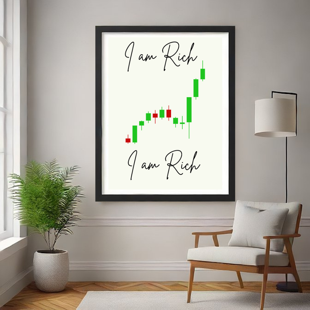 Market Growth Mindset – “I Am Rich” Trading Motivation Wall Art