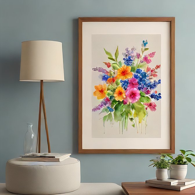 Radiant Wildflower Bouquet – Colorful Watercolor Floral Art Print