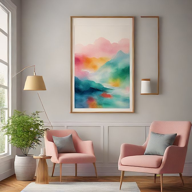 Dreamscape Horizons – Abstract Watercolor Landscape Art Print