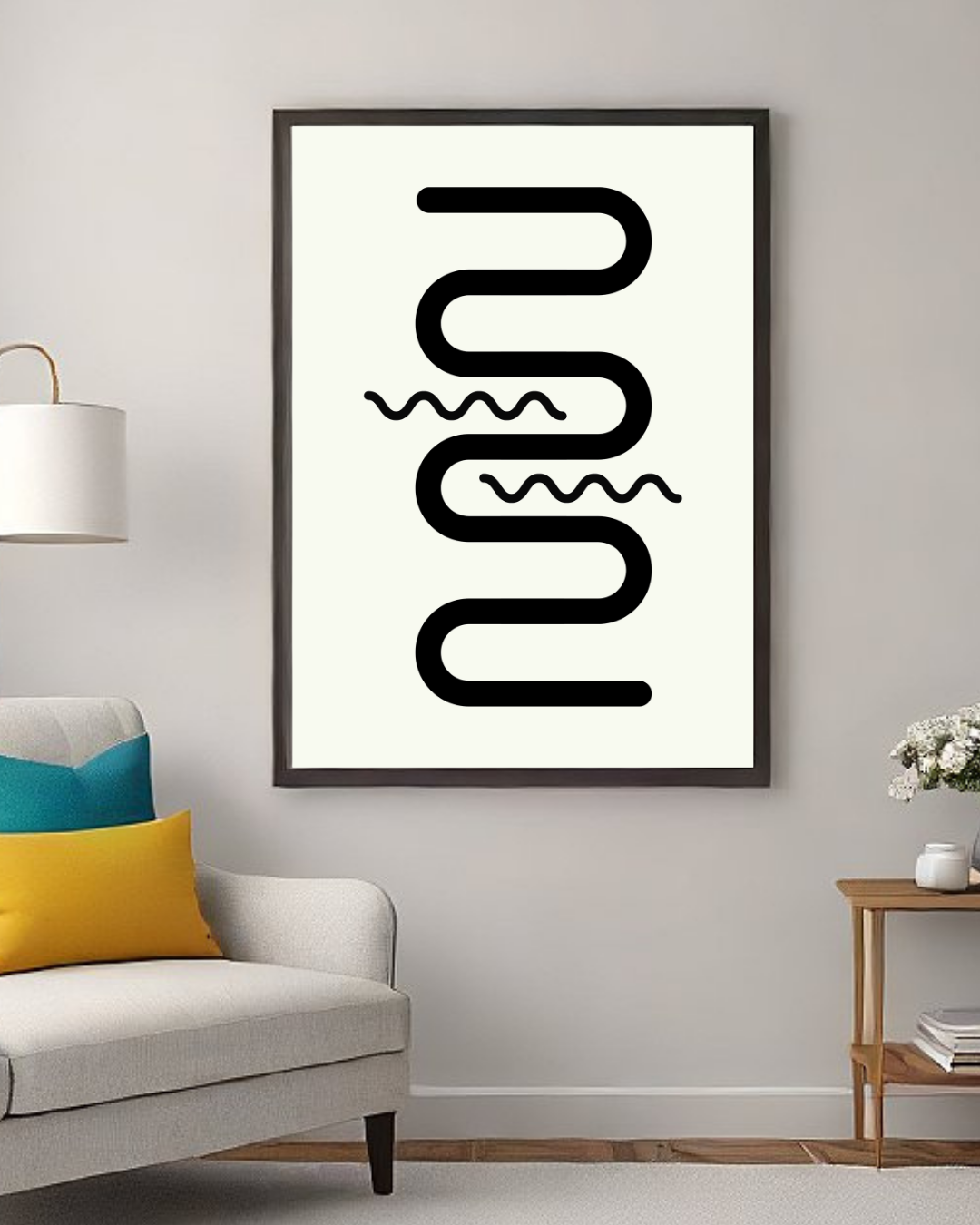 Minimalist Abstract Line Art Print | Modern Black Curved Shape Poster | Scandinavian Geometric Wall Art | Contemporary Printable Decor