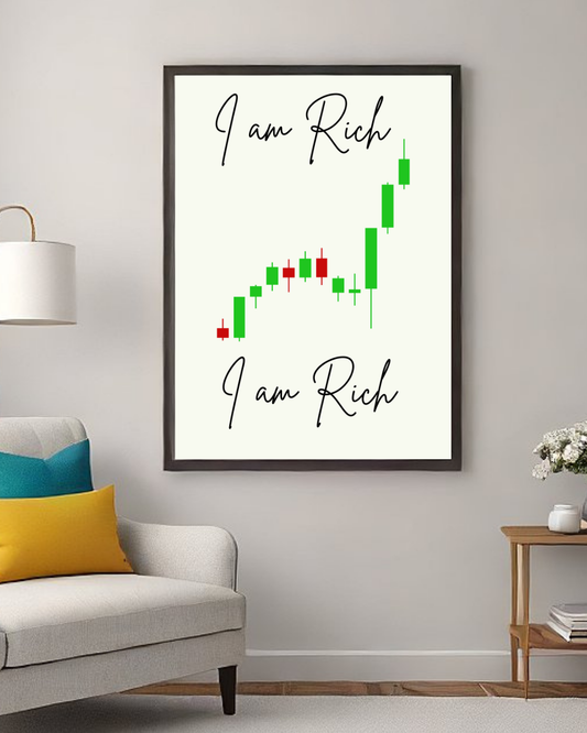 Market Growth Mindset – “I Am Rich” Trading Motivation Wall Art