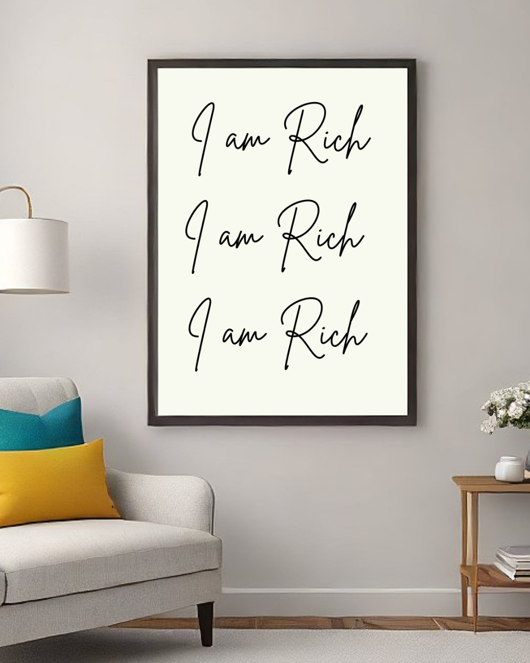 I Am Rich – Motivational Affirmation Typography Wall Art
