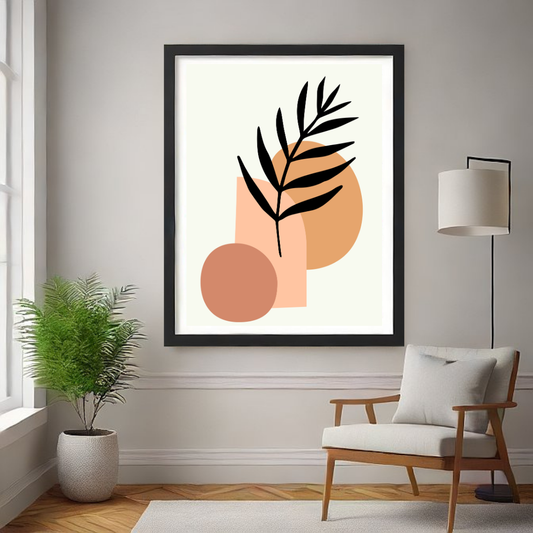 Abstract Botanical Balance – Modern Minimalist Leaf Wall Art