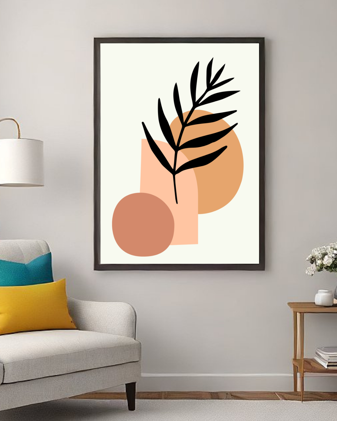 Abstract Botanical Balance – Modern Minimalist Leaf Wall Art