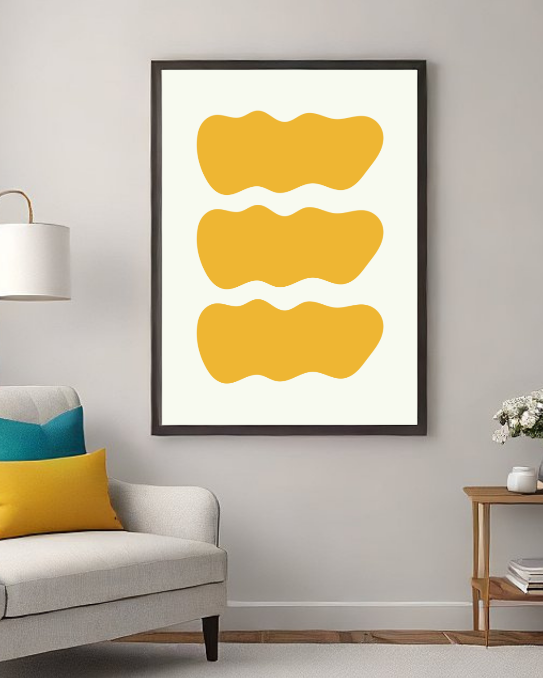 Golden Waves – Minimalist Organic Abstract Wall Art