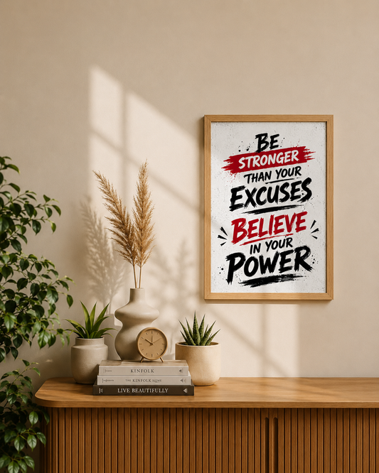 Be Stronger Than Your Excuses – Inspirational Motivation Typography Poster
