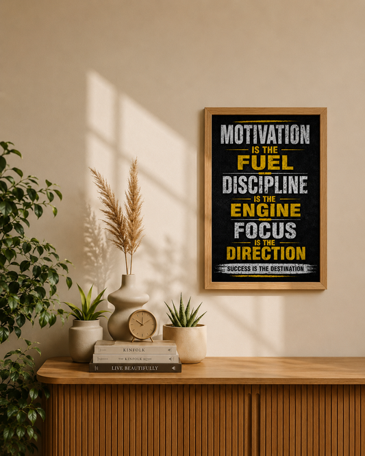 Motivation, Discipline & Focus – Success Mindset Inspirational Wall Art
