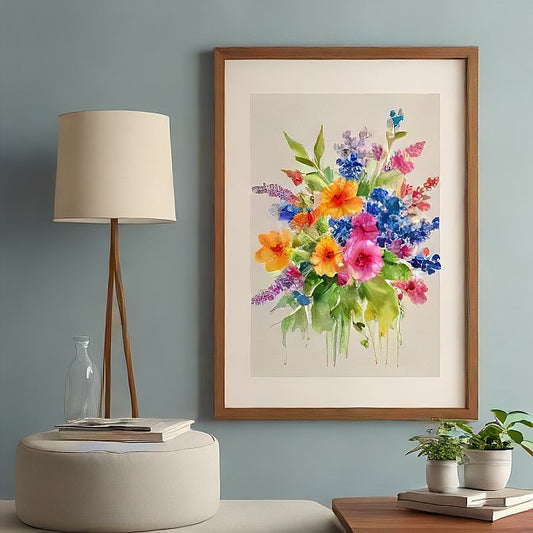 Radiant Wildflower Bouquet – Colorful Watercolor Floral Art Print